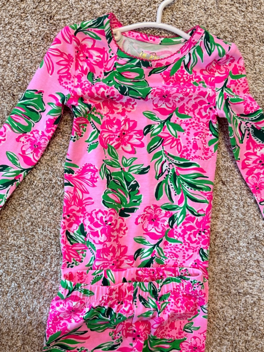2 Lilly Pulitzer Girls Floral Long-Sleeve Pajama Sets - Pink & Green - Picture 6 of 8
